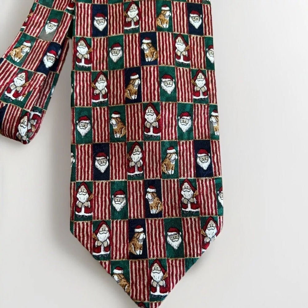 Mens Christmas/Holiday Silk Tie -Handmade Santa & Dog Bostonian Ltd Penn State - Picture 7 of 9